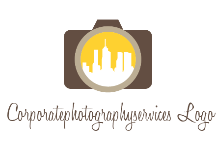 skyscrapers in camera lens photography logo