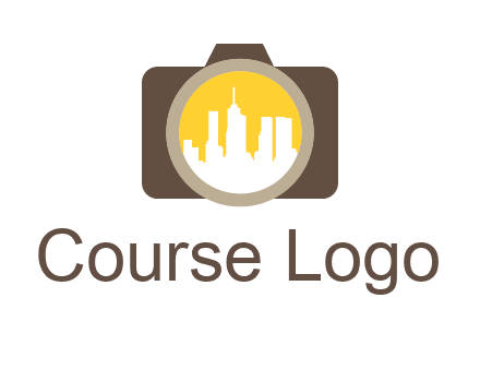 skyscrapers in camera lens photography logo