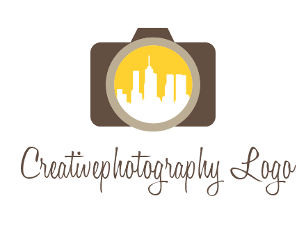 skyscrapers in camera lens photography logo