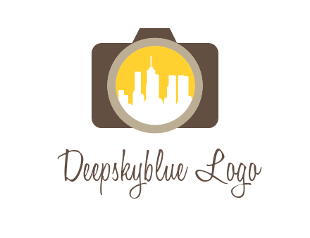 skyscrapers in camera lens photography logo