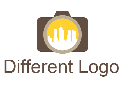 skyscrapers in camera lens photography logo