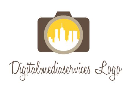 skyscrapers in camera lens photography logo