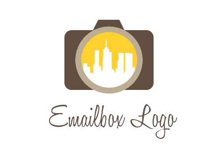 skyscrapers in camera lens photography logo