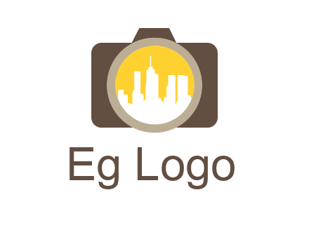 skyscrapers in camera lens photography logo