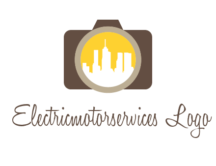skyscrapers in camera lens photography logo