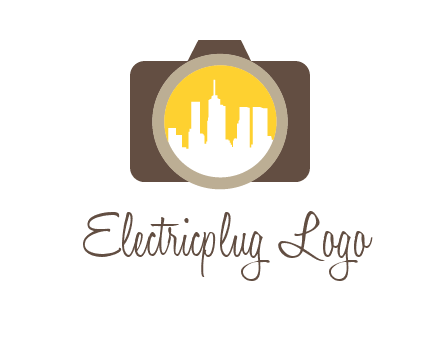 skyscrapers in camera lens photography logo