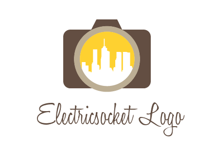 skyscrapers in camera lens photography logo