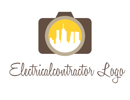 skyscrapers in camera lens photography logo