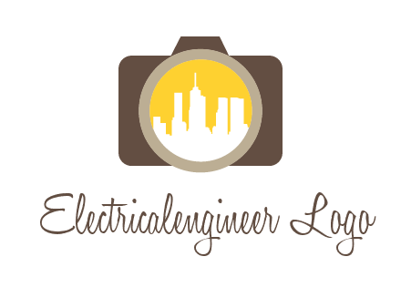 skyscrapers in camera lens photography logo