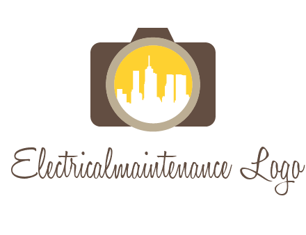 skyscrapers in camera lens photography logo