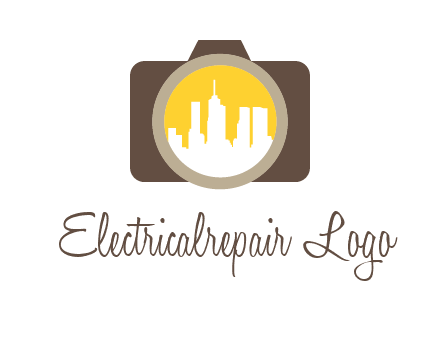 skyscrapers in camera lens photography logo
