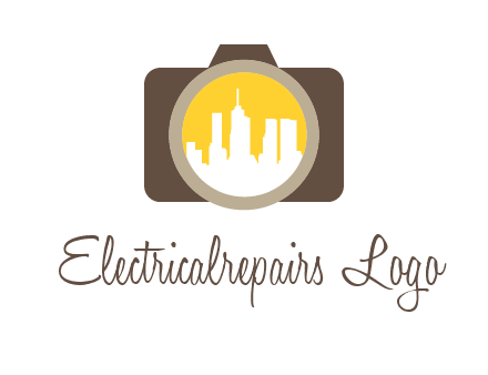 skyscrapers in camera lens photography logo