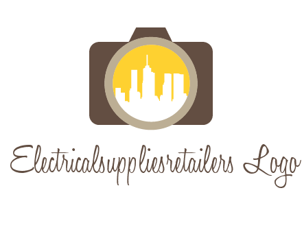 skyscrapers in camera lens photography logo