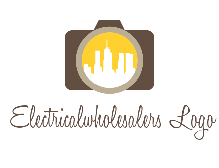 skyscrapers in camera lens photography logo
