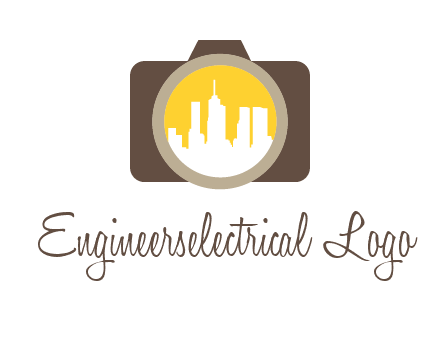 skyscrapers in camera lens photography logo