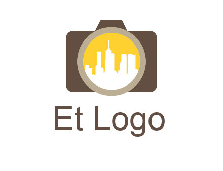 skyscrapers in camera lens photography logo