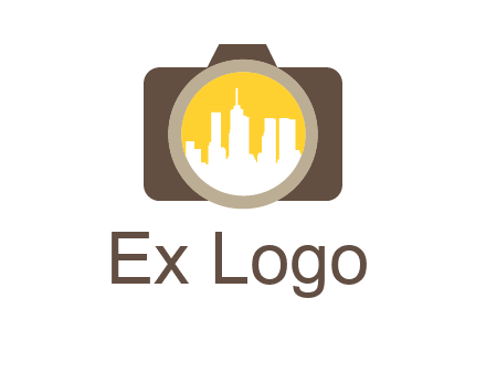 skyscrapers in camera lens photography logo
