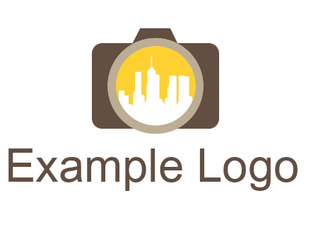 skyscrapers in camera lens photography logo