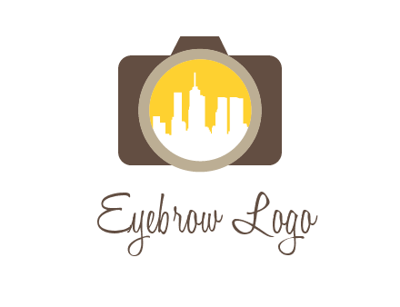 skyscrapers in camera lens photography logo