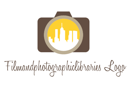 skyscrapers in camera lens photography logo