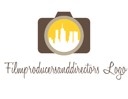 skyscrapers in camera lens photography logo