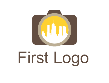 skyscrapers in camera lens photography logo