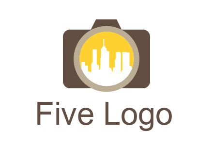 skyscrapers in camera lens photography logo