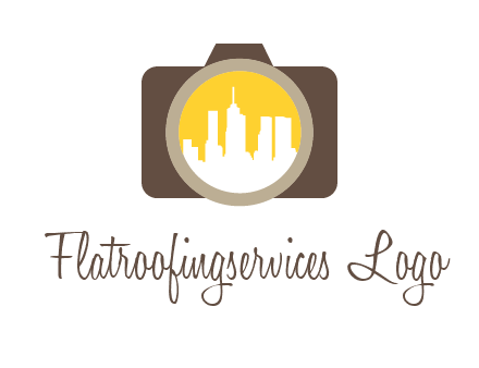 skyscrapers in camera lens photography logo