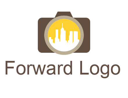 skyscrapers in camera lens photography logo