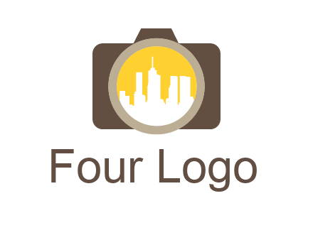 skyscrapers in camera lens photography logo