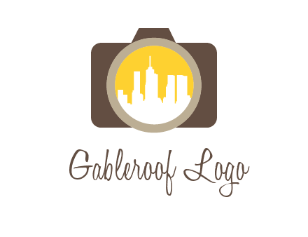 skyscrapers in camera lens photography logo