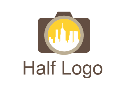 skyscrapers in camera lens photography logo