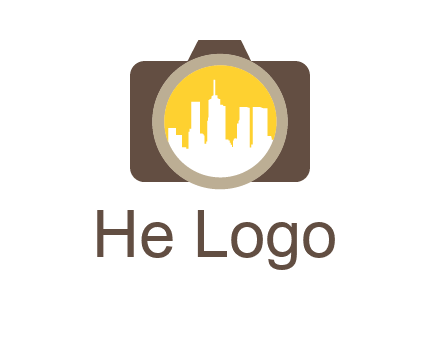 skyscrapers in camera lens photography logo
