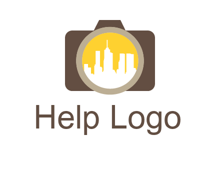 skyscrapers in camera lens photography logo
