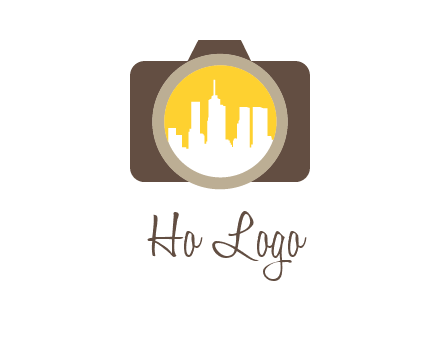 skyscrapers in camera lens photography logo