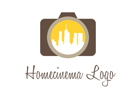 skyscrapers in camera lens photography logo