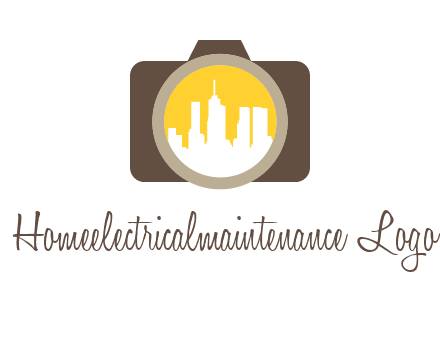 skyscrapers in camera lens photography logo