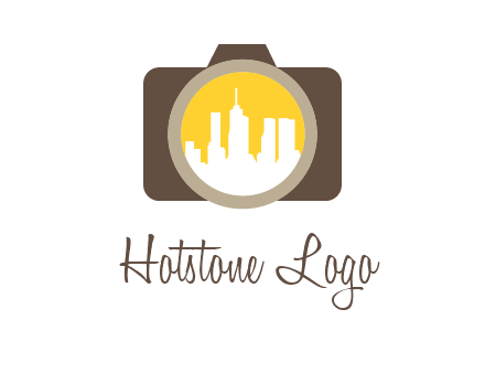 skyscrapers in camera lens photography logo