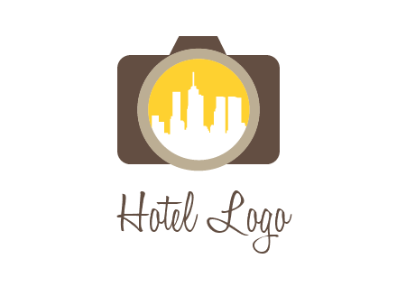 skyscrapers in camera lens photography logo