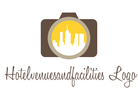 skyscrapers in camera lens photography logo