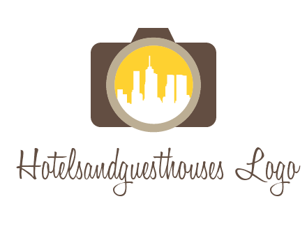 skyscrapers in camera lens photography logo