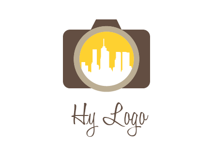 skyscrapers in camera lens photography logo