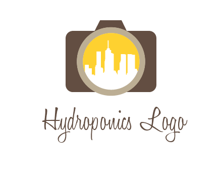 skyscrapers in camera lens photography logo