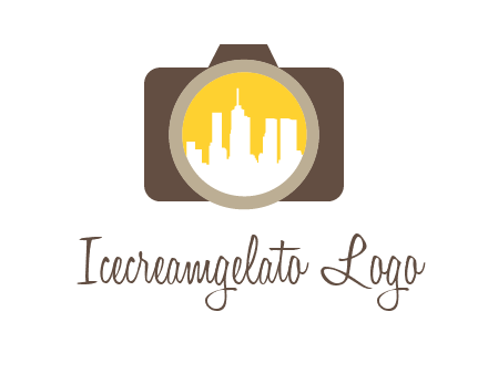 skyscrapers in camera lens photography logo
