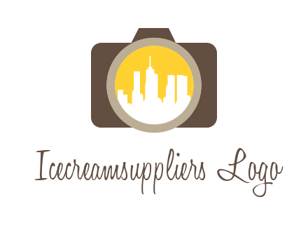 skyscrapers in camera lens photography logo