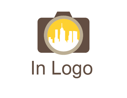 skyscrapers in camera lens photography logo