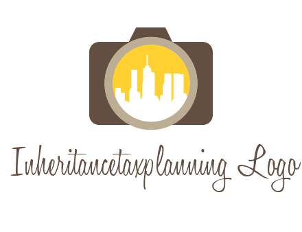 skyscrapers in camera lens photography logo