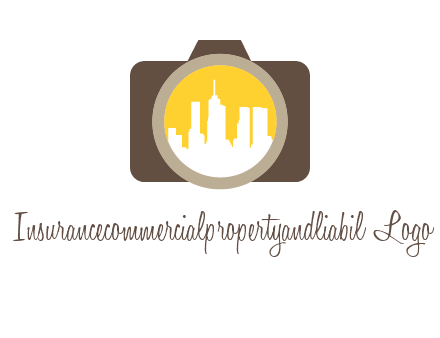 skyscrapers in camera lens photography logo