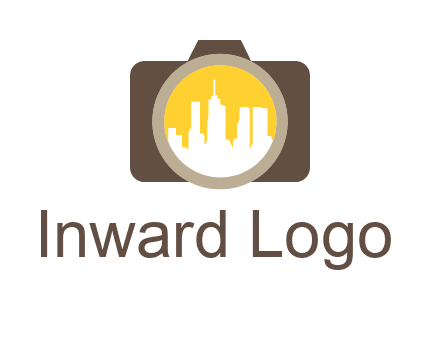 skyscrapers in camera lens photography logo