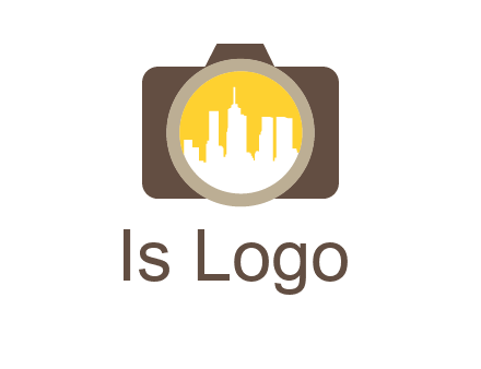 skyscrapers in camera lens photography logo